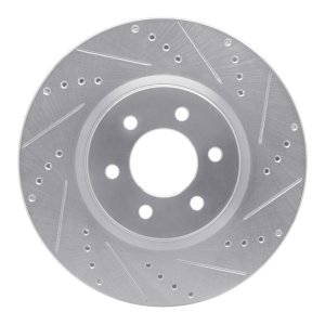 Dodge Viper Brake Rotor (1) - Front Right - R1 Concepts - Drilled & Slotted - Silver - `92-`02